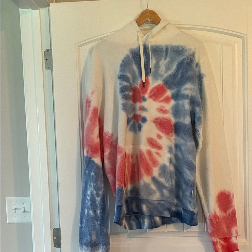 Feat BlanketBlend Hoodie Tie Dye Swirl Red White & Blue Unisex Size XXL